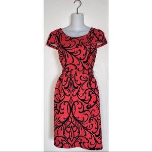 EnFocus Studio | Orange & Navy Patterned Cap Sleeve Dress Size 8